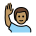 man raising hand, medium skin tone